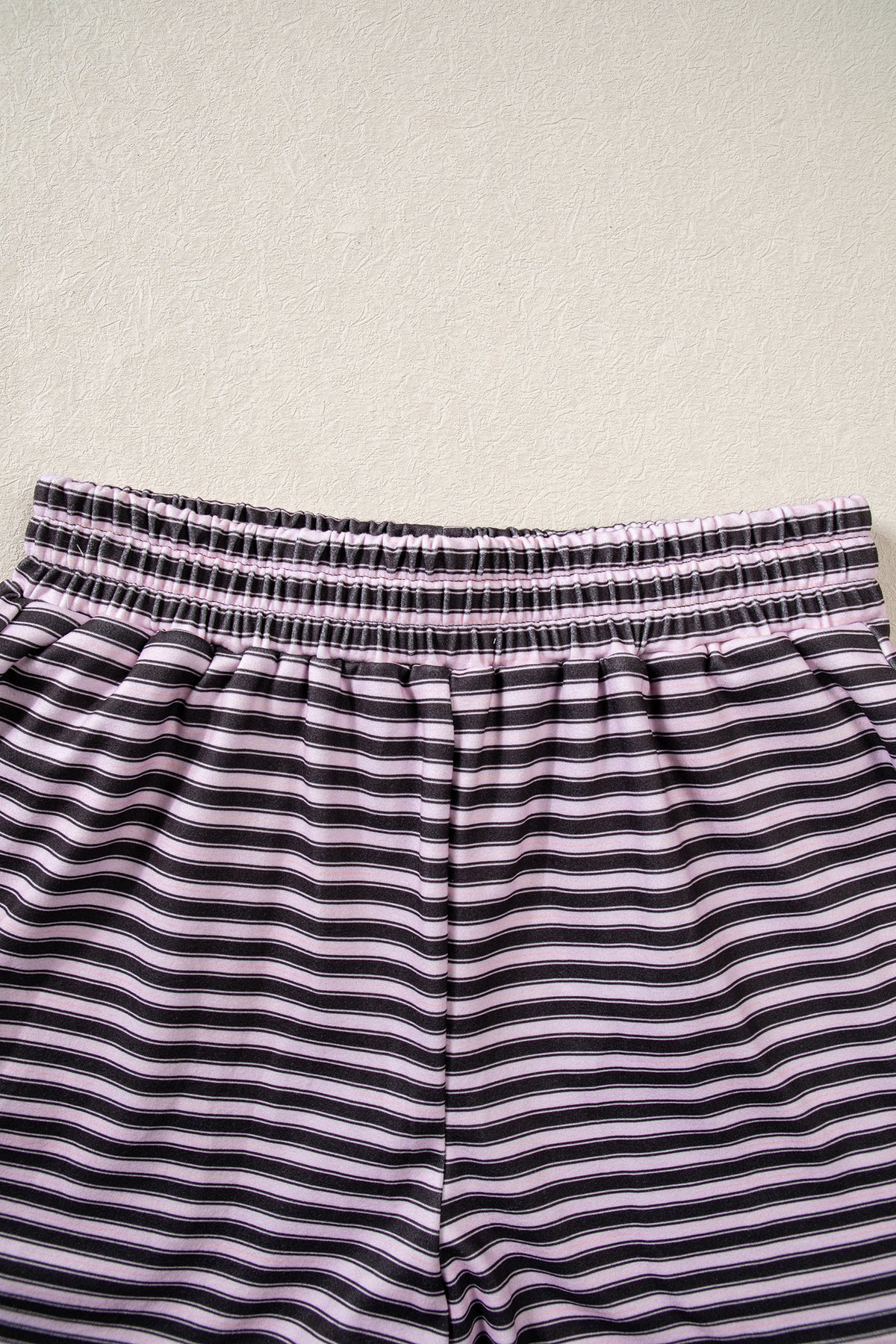 Brown Stripe Long Sleeve Oversized Top Pocketed Casual Shorts Two Piece Set-Two Piece Sets/Short Sets-[Adult]-[Female]-2022 Online Blue Zone Planet