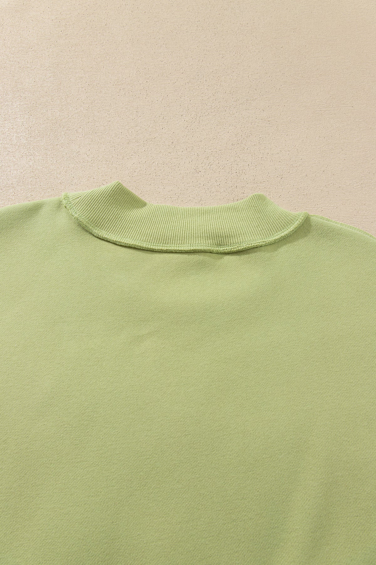 Meadow Mist Green JESUS Letter Patch Graphic Exposed Seam Mock Neck Baggy Sweatshirt