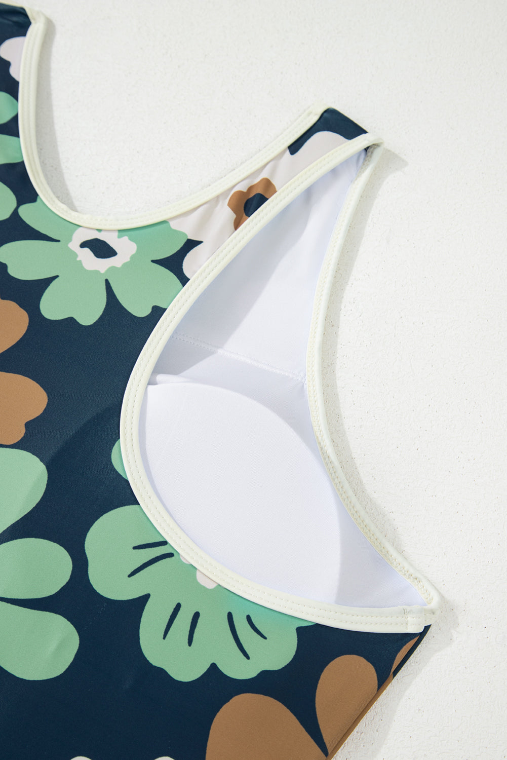 Green Floral Printed Zipped Plus Size Two Pieces Bikini-Plus Size/Plus Size Swimwear-[Adult]-[Female]-2022 Online Blue Zone Planet