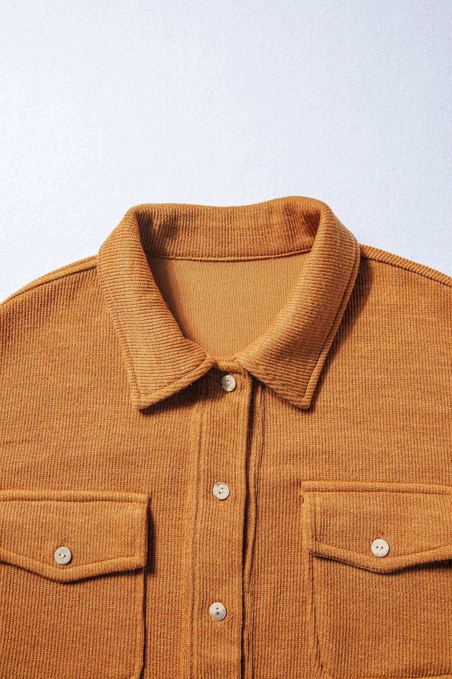 Russet Orange Flap Pocket Textured Knit Solid Color Casual Shacket-Outerwear/Jackets-[Adult]-[Female]-2022 Online Blue Zone Planet
