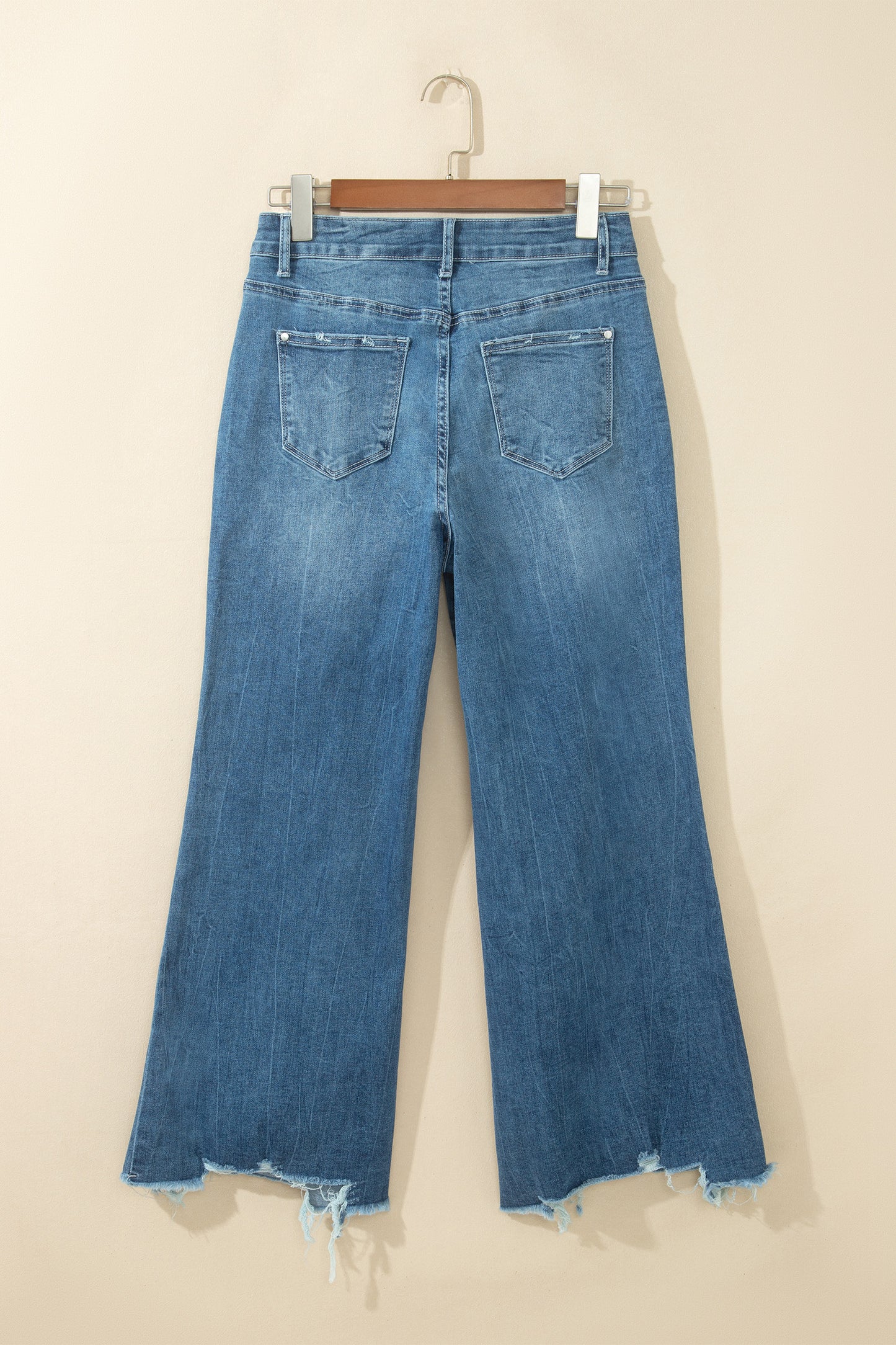 Ashleigh Blue High Waist Frayed Hem Flare Jeans-Bottoms/Jeans-[Adult]-[Female]-2022 Online Blue Zone Planet