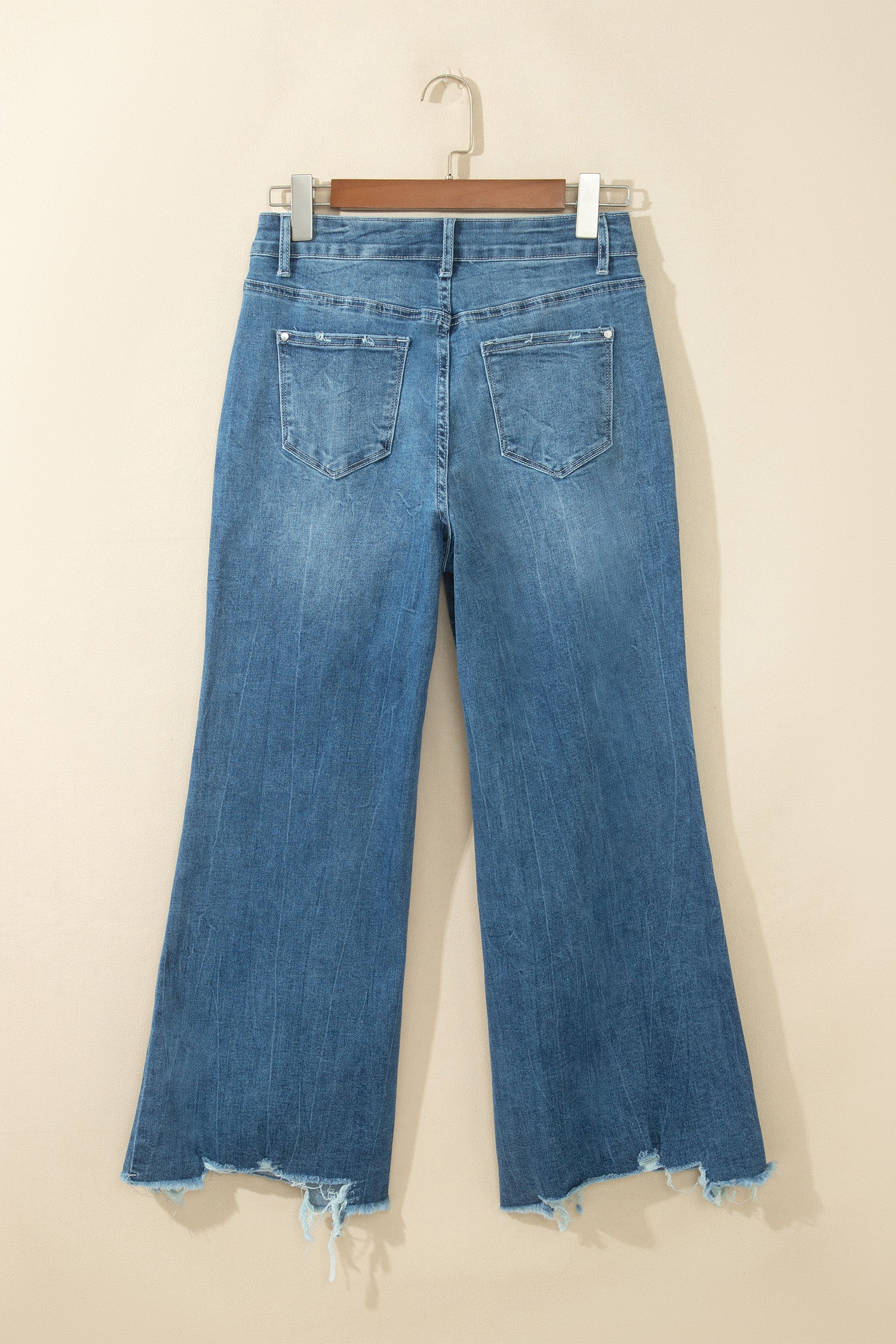 Ashleigh Blue High Waist Frayed Hem Flare Jeans-Bottoms/Jeans-[Adult]-[Female]-2022 Online Blue Zone Planet