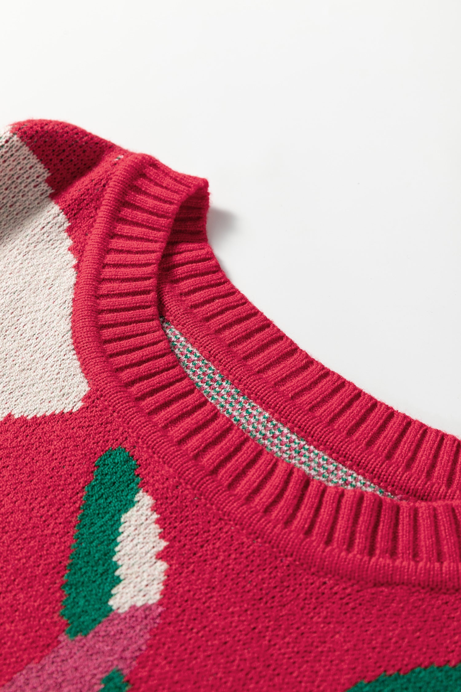 Red Floral Abstract Print Short Puff Sleeve Sweater-TOPS / DRESSES-[Adult]-[Female]-2022 Online Blue Zone Planet