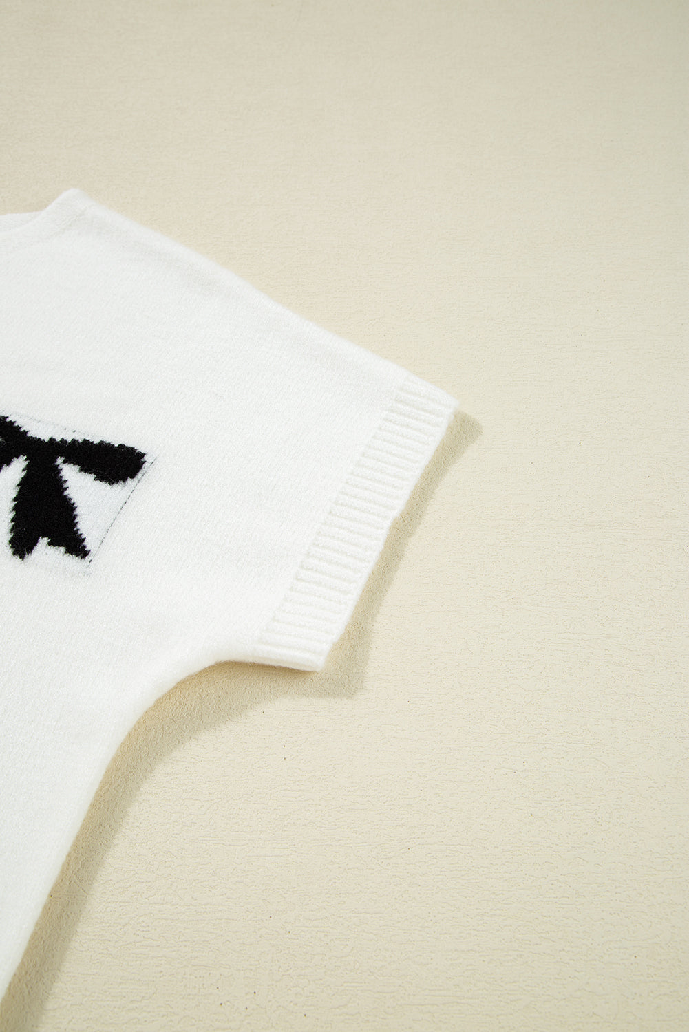 Black Bow Pattern Knit Short Sleeve Sweater-TOPS / DRESSES-[Adult]-[Female]-2022 Online Blue Zone Planet