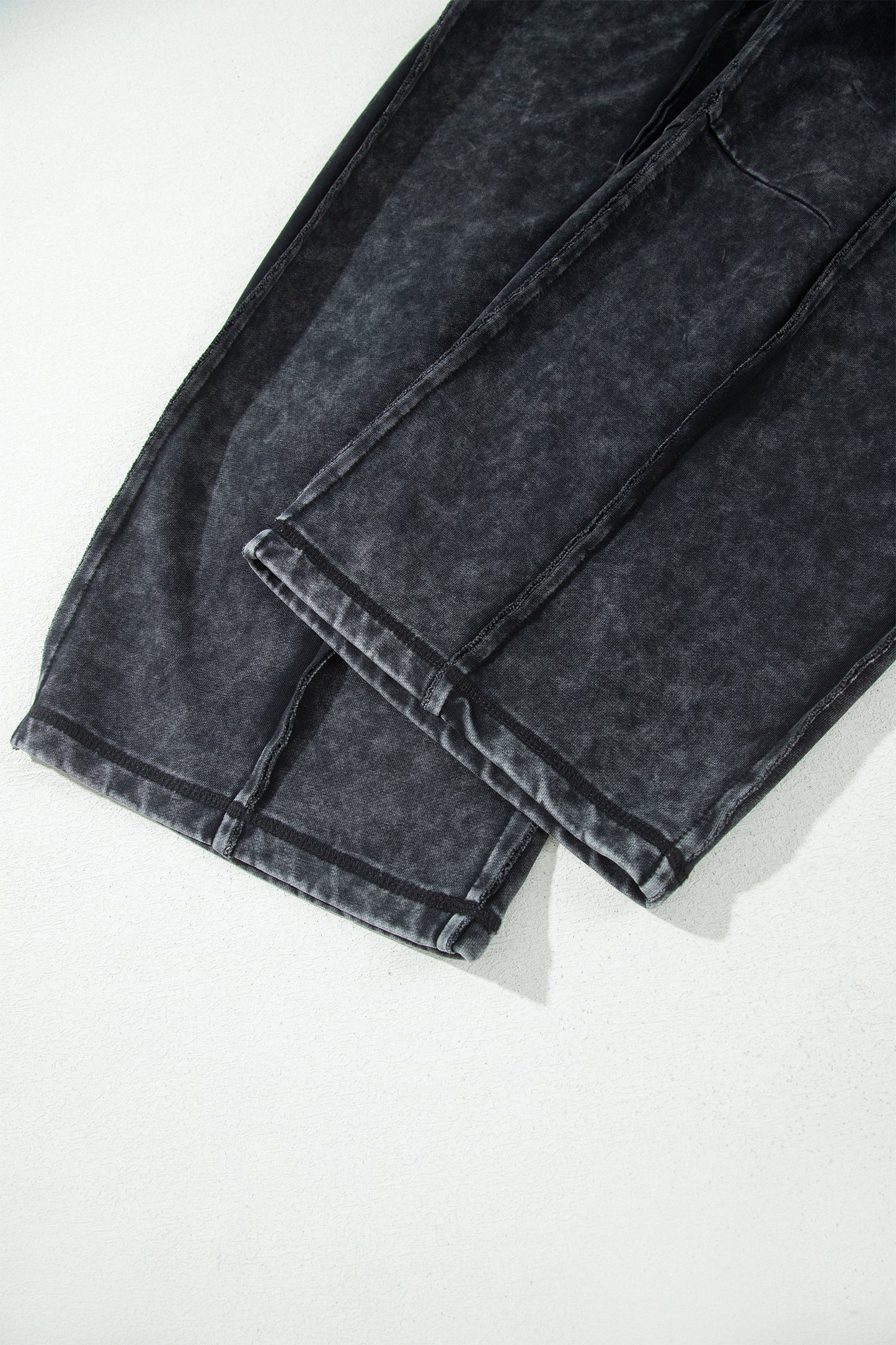 Black Mineral Wash Raw Seam Drawstring Elastic Waist Barrel Pants-Bottoms/Pants & Culotte-[Adult]-[Female]-2022 Online Blue Zone Planet