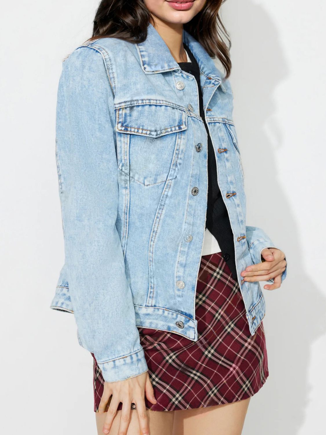 Blue Zone Planet | Button Up Long Sleeve Denim Shacket-TOPS / DRESSES-[Adult]-[Female]-2022 Online Blue Zone Planet