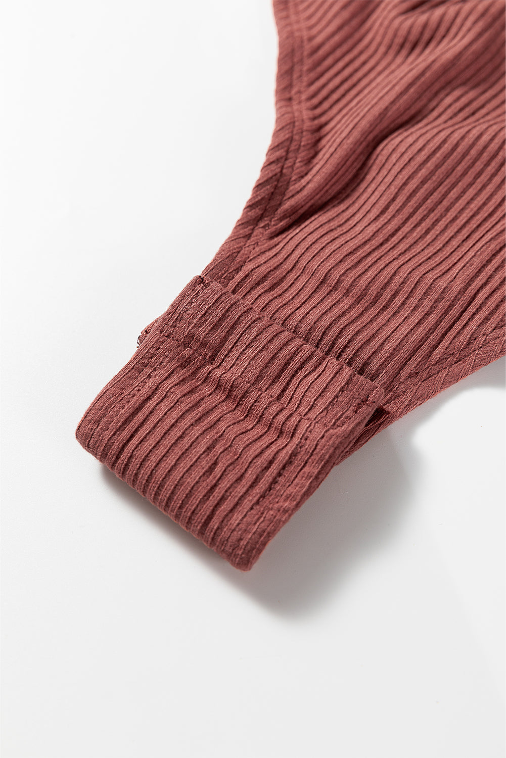 Mineral Red Ribbed Long Sleeve Crew Neck Solid Color Bodysuit-Tops/Bodysuits-[Adult]-[Female]-2022 Online Blue Zone Planet