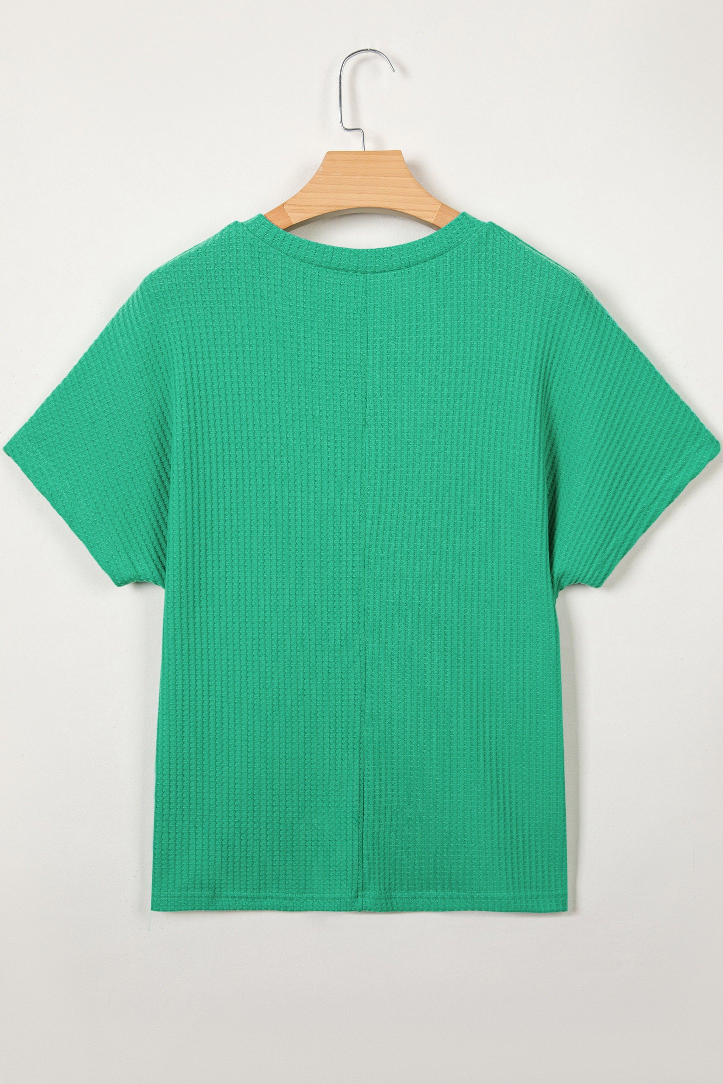 Sea Green Waffle Textured Knit Dolman Short Sleeve Loose Top-Tops/Tops & Tees-[Adult]-[Female]-2022 Online Blue Zone Planet