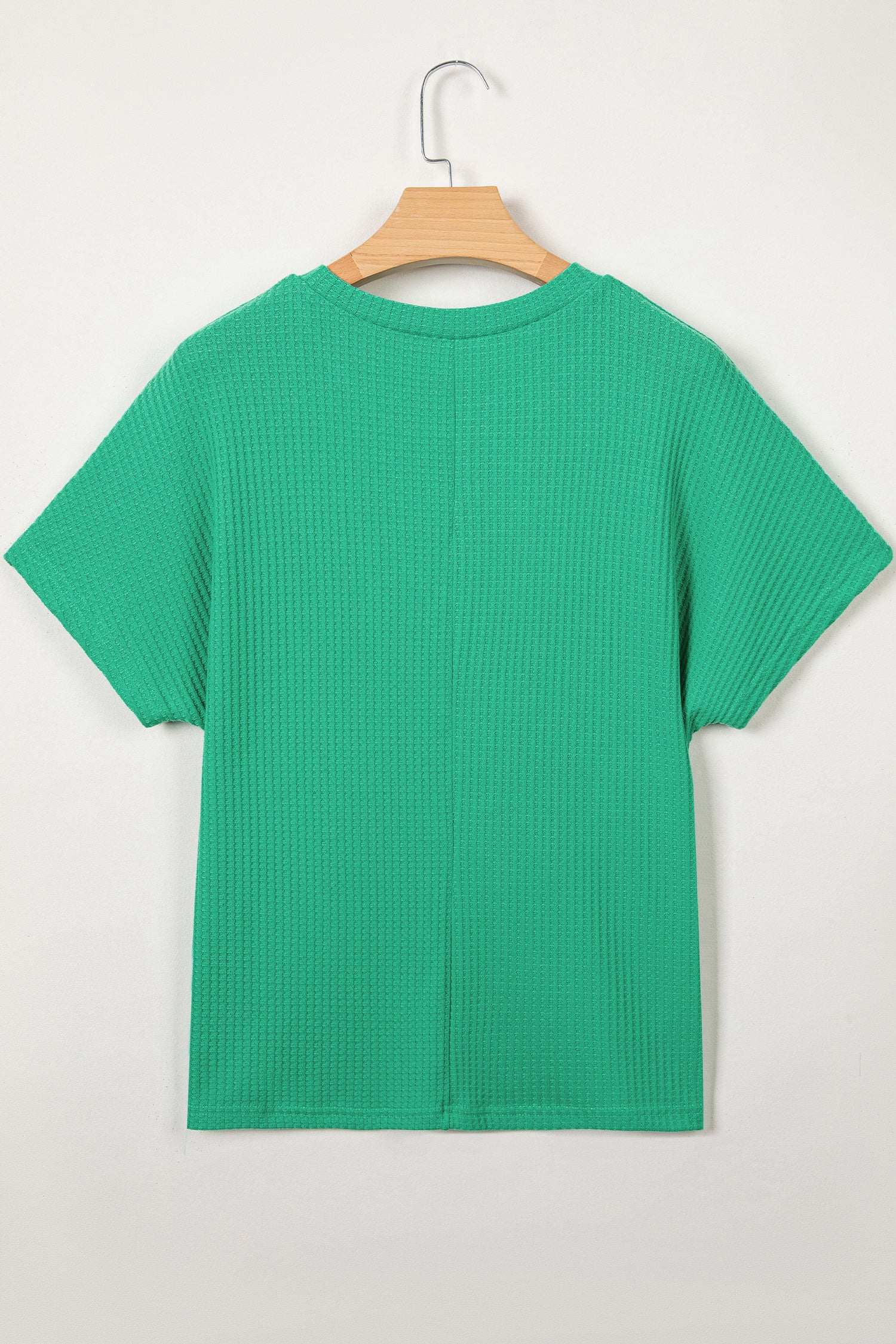 Sea Green Waffle Textured Knit Dolman Short Sleeve Loose Top-Tops/Tops & Tees-[Adult]-[Female]-2022 Online Blue Zone Planet