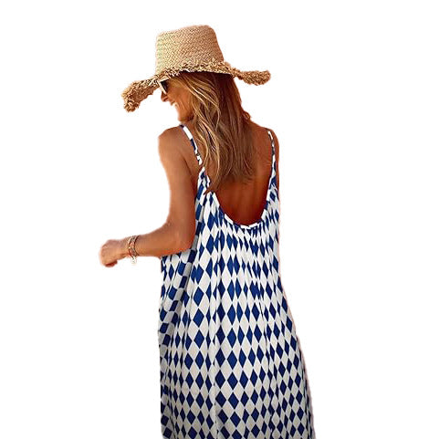 Kim's Bohemian Abstract Print V-Neck Maxi Dress-TOPS / DRESSES-[Adult]-[Female]-2022 Online Blue Zone Planet