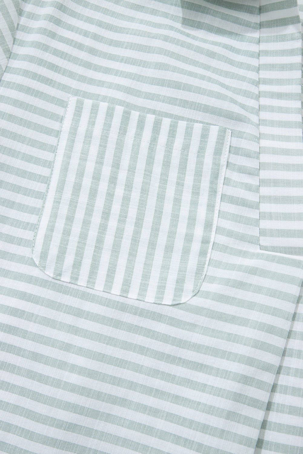 White Stripe Collared V Neck Chest Pocket Long Sleeve Beach Cover up-Swimwear/Beach Cover-ups-[Adult]-[Female]-2022 Online Blue Zone Planet