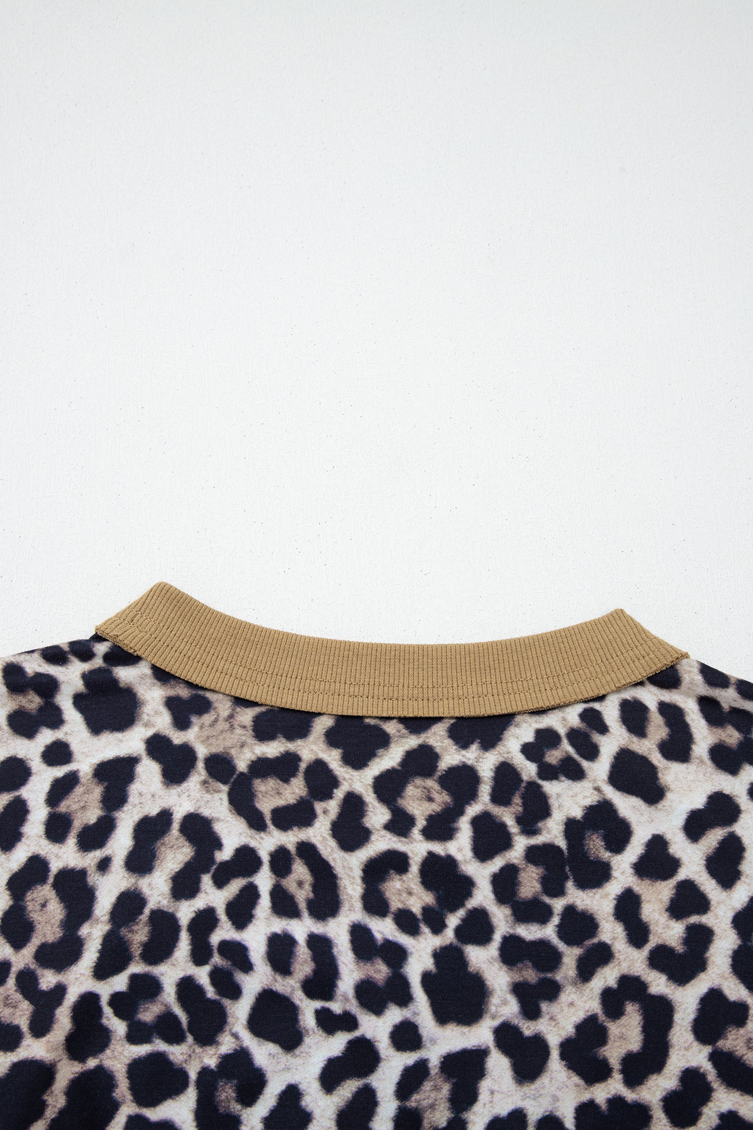 Brown Leopard Print Color Block Patchwork 3/4 Sleeve Loose Top-Tops/Long Sleeve Tops-[Adult]-[Female]-2022 Online Blue Zone Planet