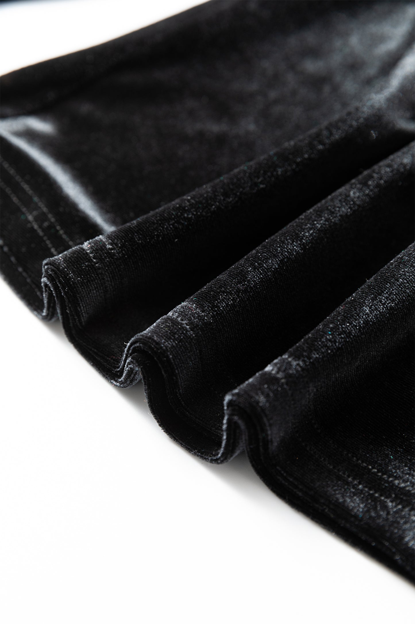 Black Frilled Collared Smocked Cuffs Puff Sleeve Velvet Blouse-Tops/Blouses & Shirts-[Adult]-[Female]-2022 Online Blue Zone Planet