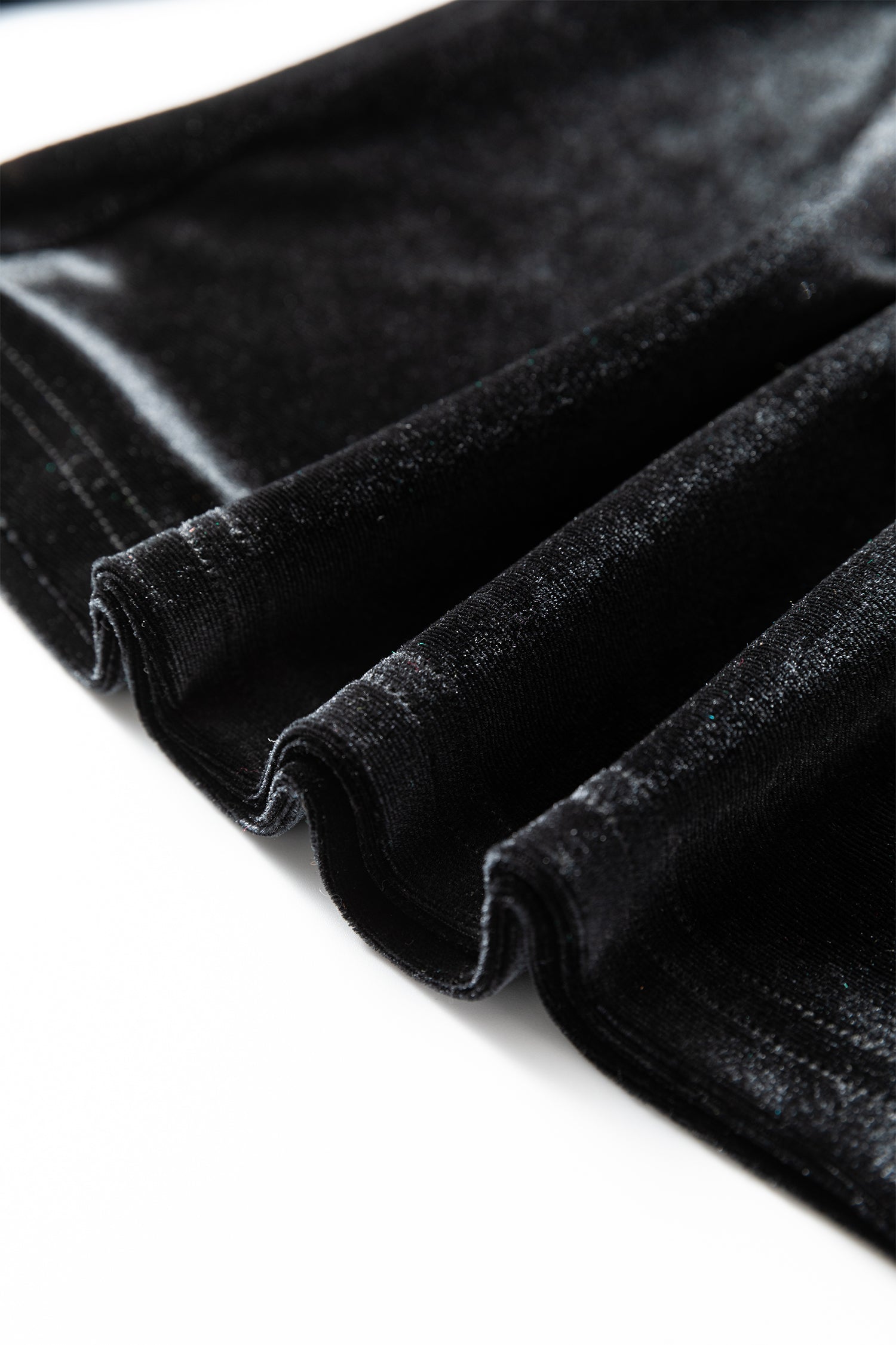 Black Frilled Collared Smocked Cuffs Puff Sleeve Velvet Blouse-Tops/Blouses & Shirts-[Adult]-[Female]-2022 Online Blue Zone Planet