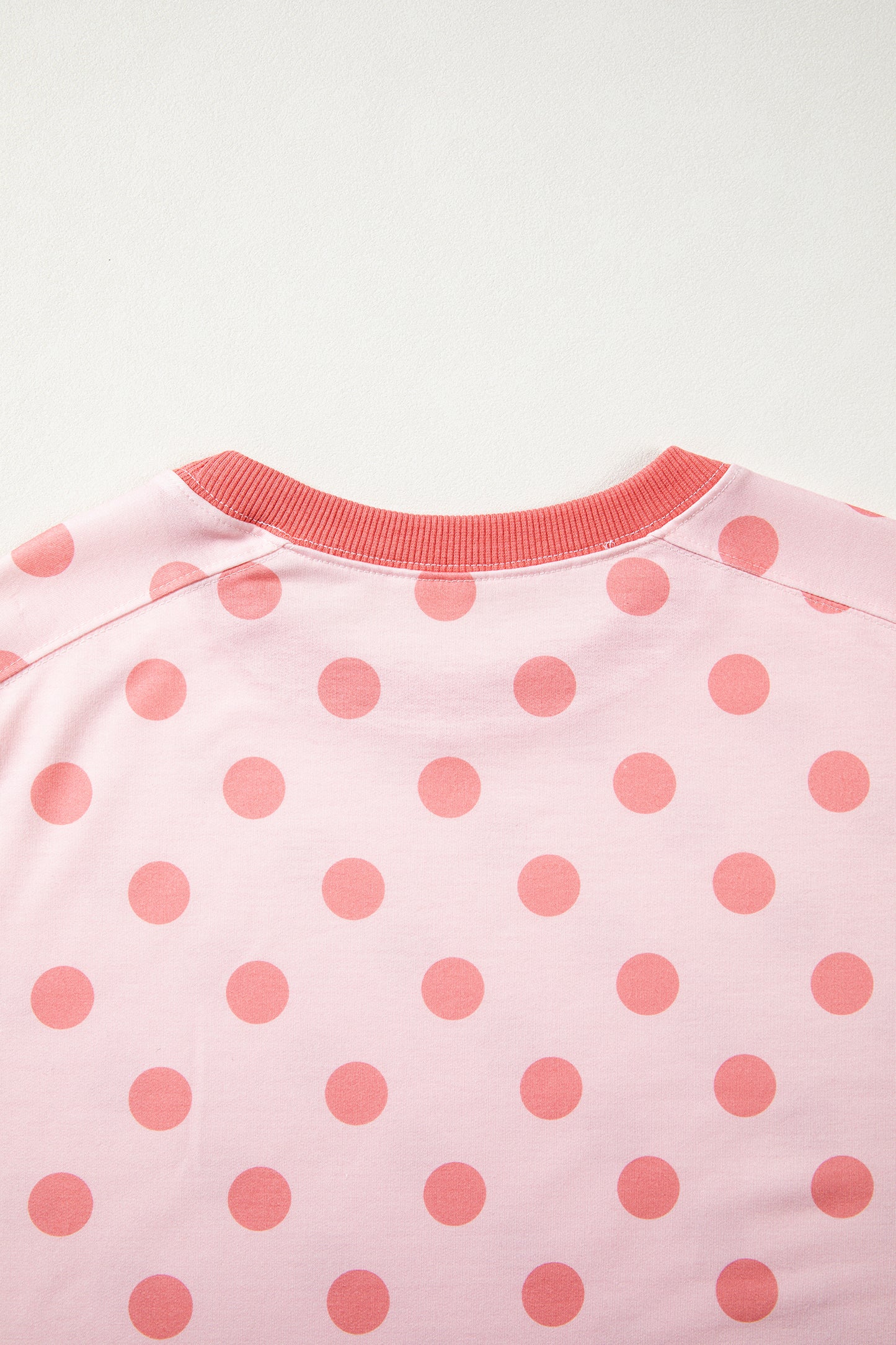 Pink Color Block Trim Polka Dot Casual Tee-Tops/Tops & Tees-[Adult]-[Female]-2022 Online Blue Zone Planet