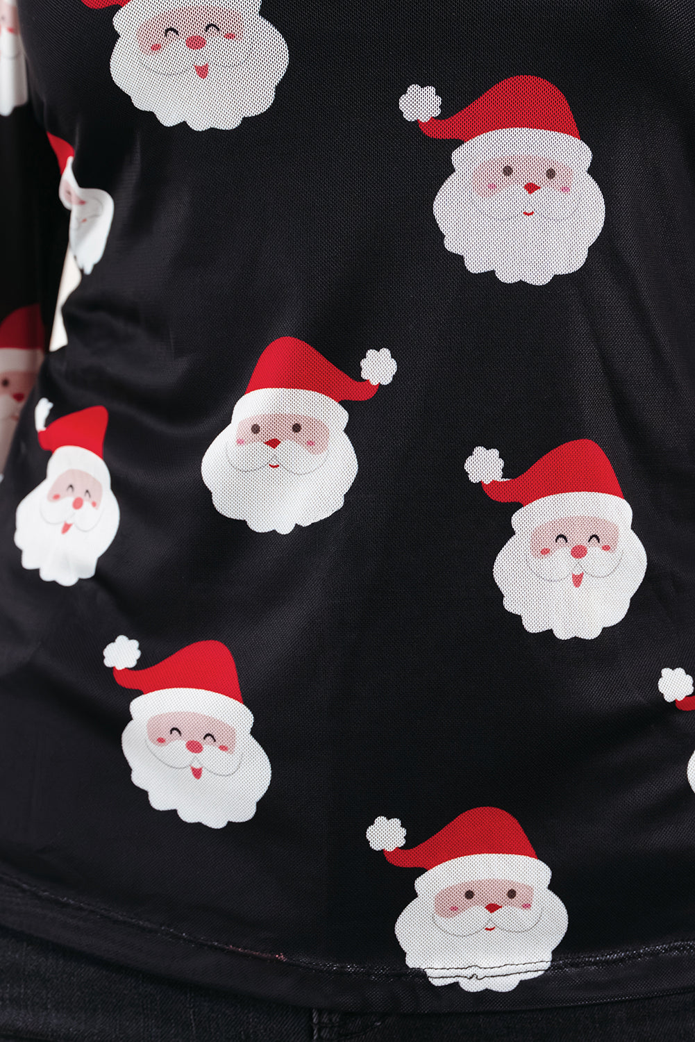 Black Christmas Fashion Print Slim Fit Long Sleeve Top-Tops/Long Sleeve Tops-[Adult]-[Female]-2022 Online Blue Zone Planet