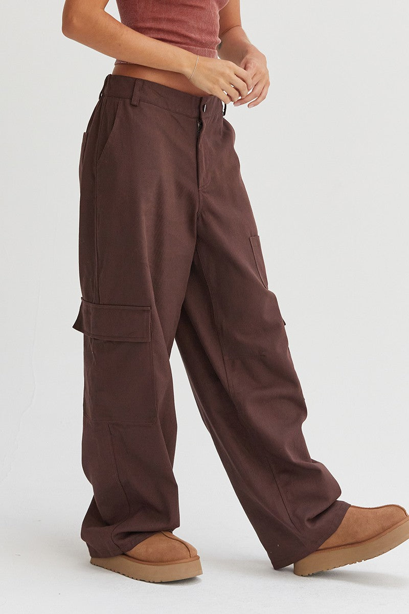 Blue Zone Planet | HYFVE Elastic Waist Wide-Leg Cargo Pants-BOTTOMS SIZES SMALL MEDIUM LARGE-[Adult]-[Female]-2022 Online Blue Zone Planet