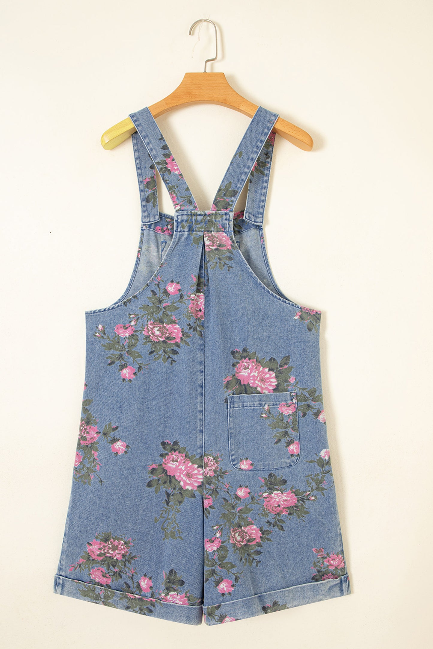 Myosotis Floral Print Denim Shortalls-Bottoms/Jumpsuits & Rompers-[Adult]-[Female]-2022 Online Blue Zone Planet