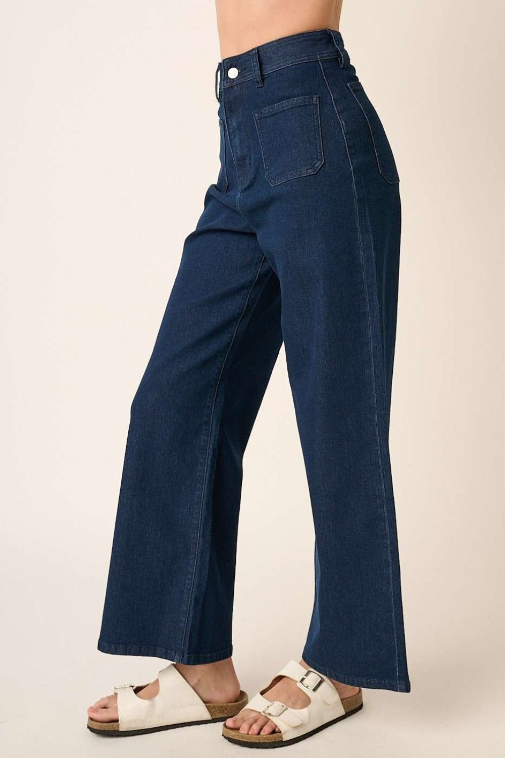 Mittoshop High Waist Wide Leg Jeans-BOTTOMS SIZES SMALL MEDIUM LARGE-[Adult]-[Female]-2022 Online Blue Zone Planet