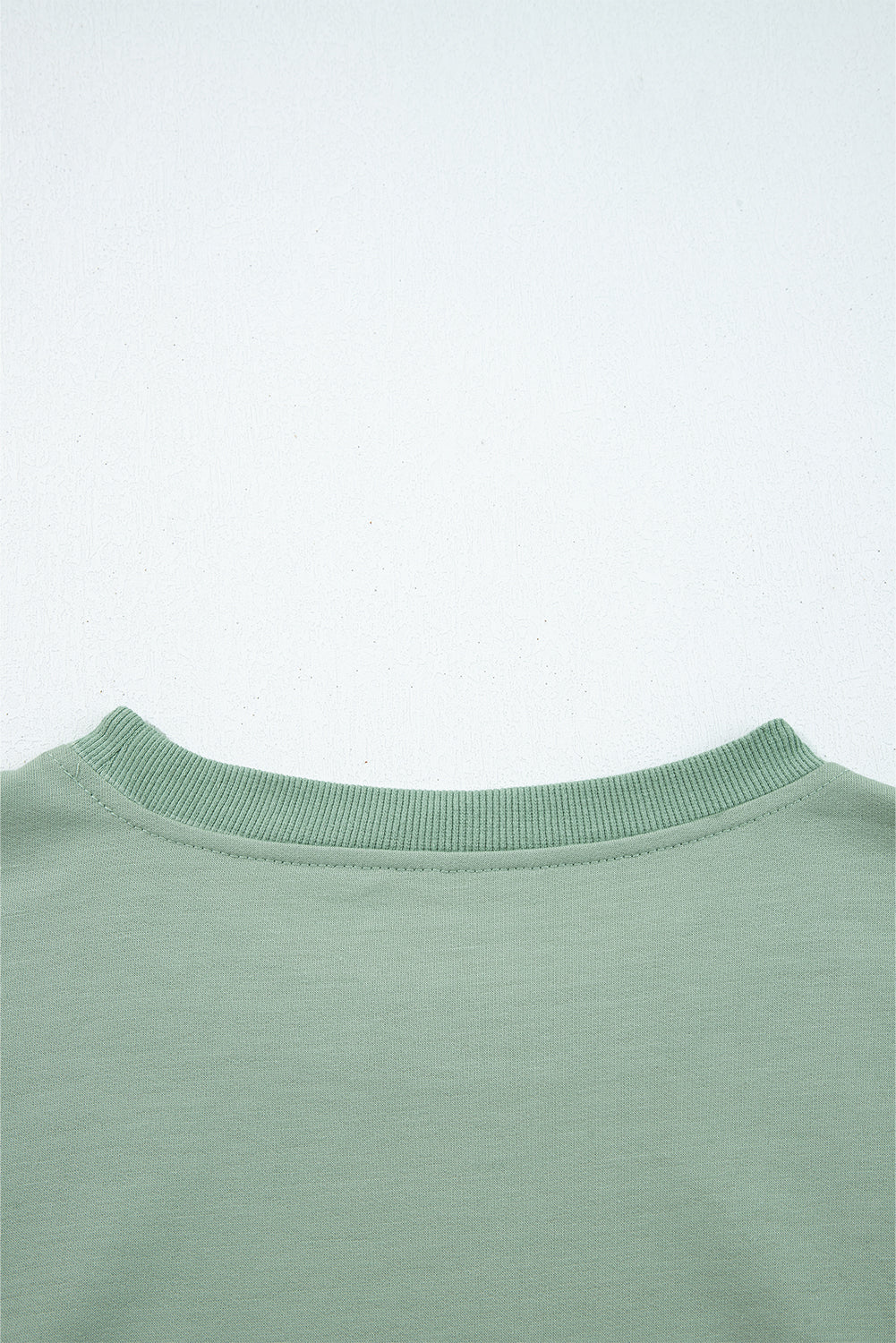 Smoke Green Raw Edge Flower Patch Drop Shoulder Casual Top-Tops/Long Sleeve Tops-[Adult]-[Female]-2022 Online Blue Zone Planet