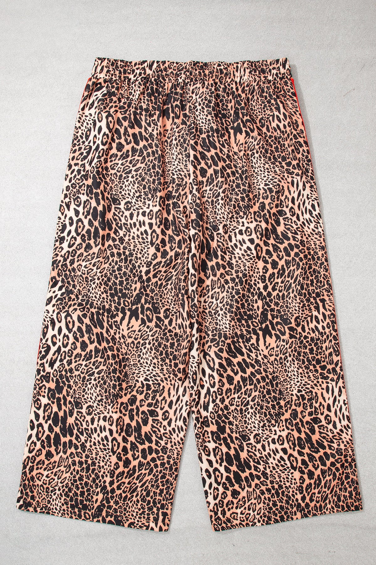 Khaki Leopard Print Colorblock Side Stripes Wide Leg Full Length Plus Size Pants-Plus Size/Plus Size Bottoms-[Adult]-[Female]-2022 Online Blue Zone Planet