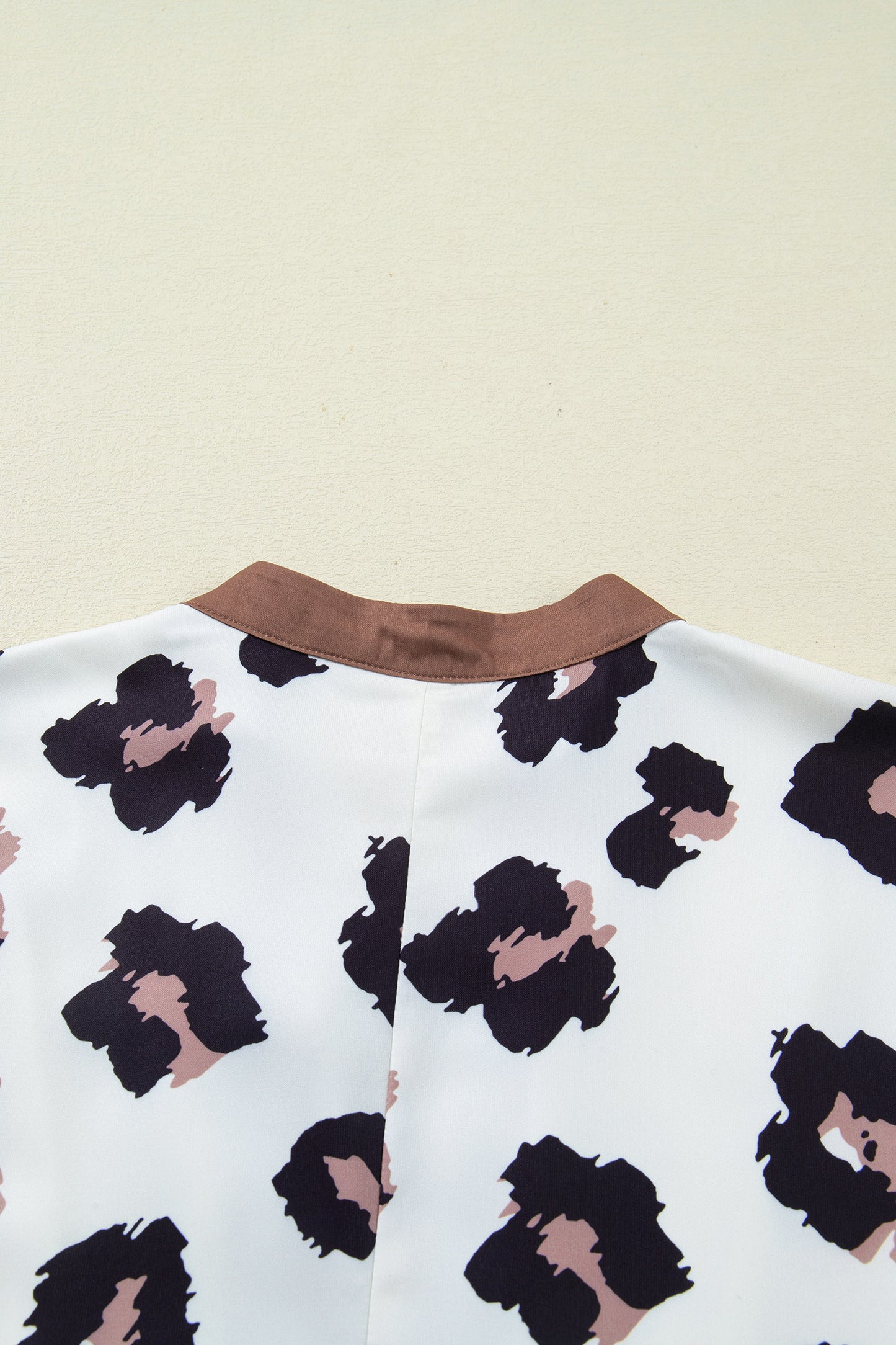 Khaki Leopard Print Contrast V Neck Plus Size Shift Mini Dress-TOPS / DRESSES-[Adult]-[Female]-2022 Online Blue Zone Planet