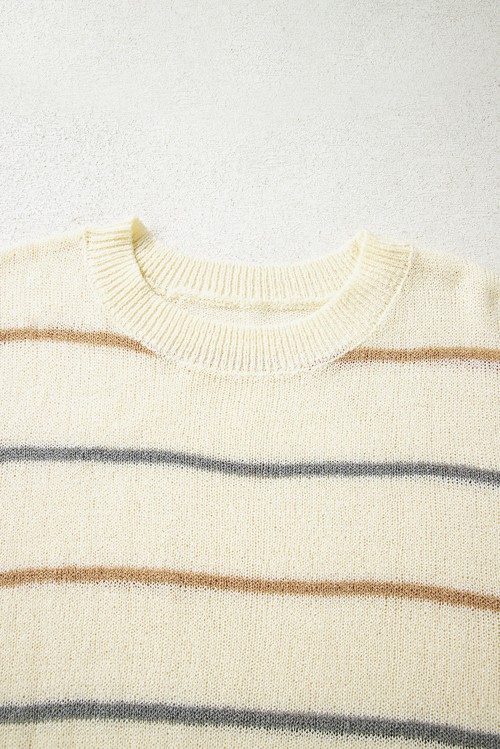 Multicolour Striped Ribbed Edge Drop Shoulder Sweater-TOPS / DRESSES-[Adult]-[Female]-2022 Online Blue Zone Planet