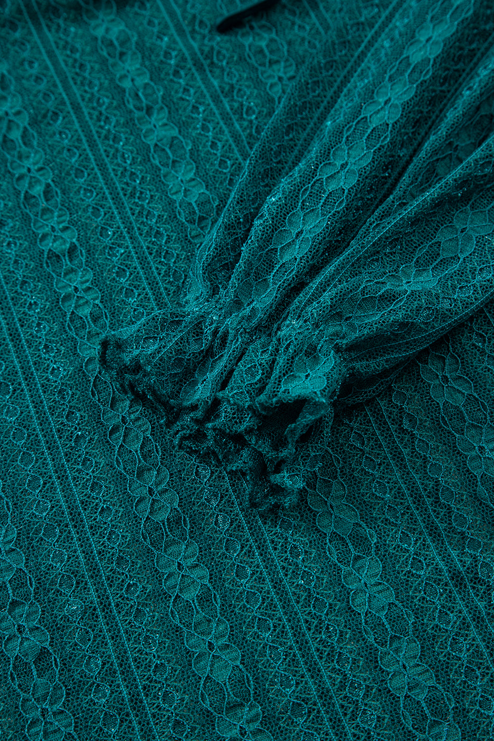Evergreen Sheer Lace Balloon Sleeve Babydoll Blouse-Tops/Blouses & Shirts-[Adult]-[Female]-2022 Online Blue Zone Planet