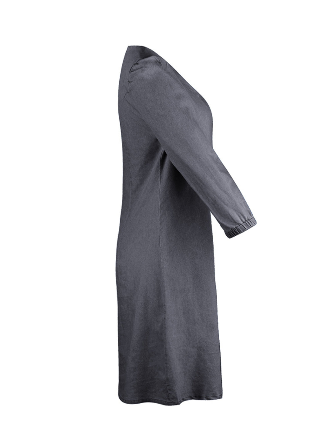 Full Size V-Neck Half Sleeve Denim Dress BLUE ZONE PLANET