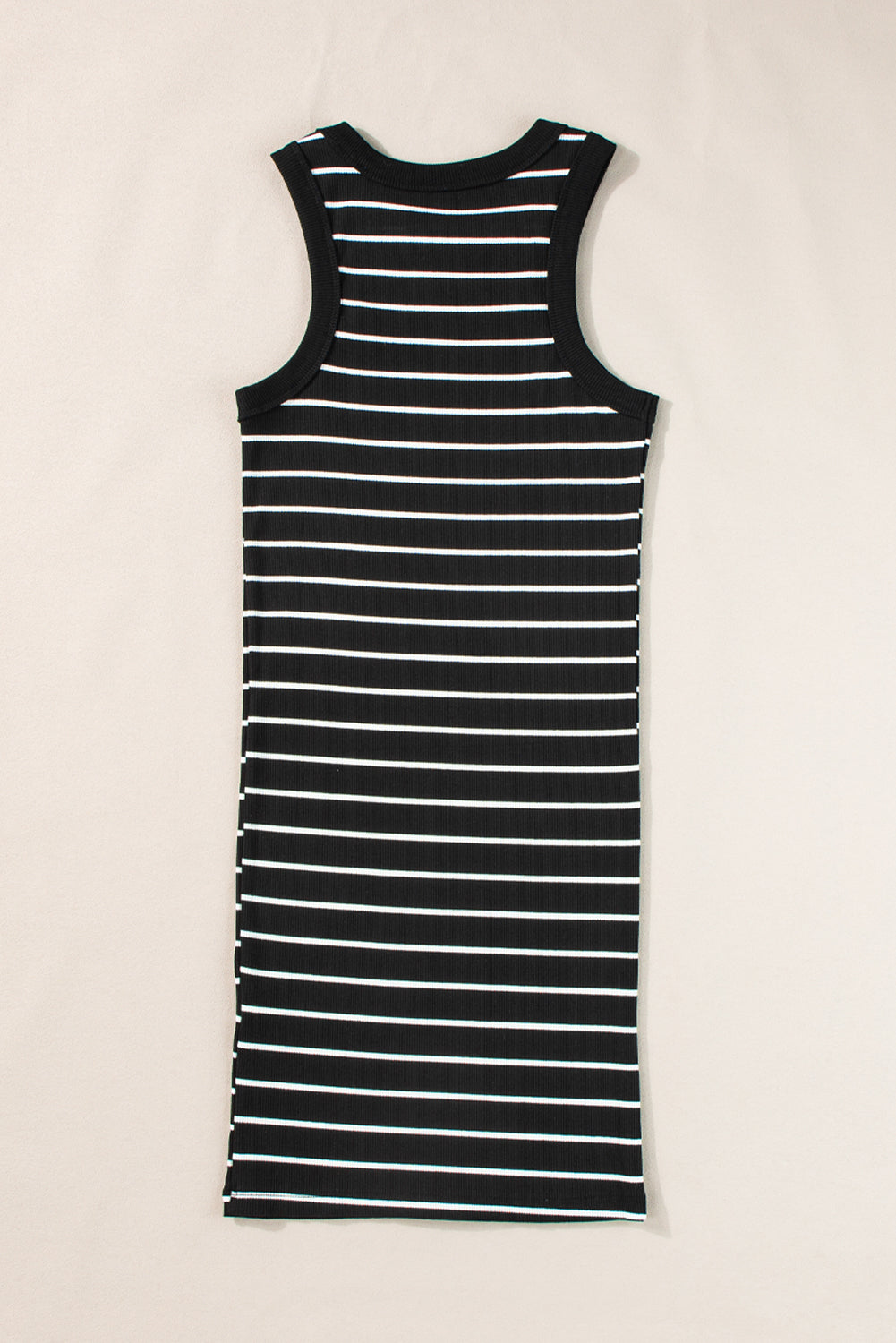 Blue Zone Planet |  White Stripe Ribbed Knit Tank Mini Dress Blue Zone Planet