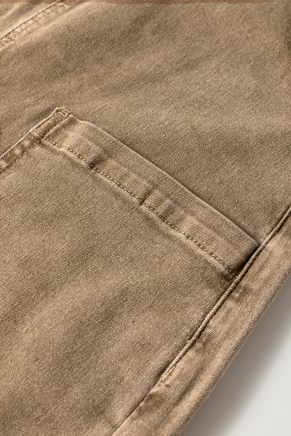 Light French Beige Solid Color Knot Straps Denim Romper with Pockets-Bottoms/Jumpsuits & Rompers-[Adult]-[Female]-2022 Online Blue Zone Planet