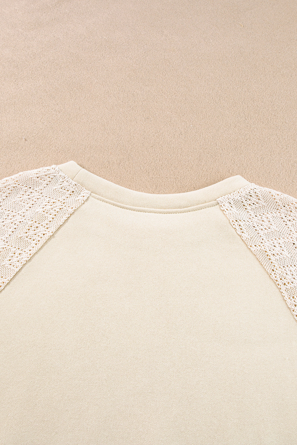 Parchment Eyelet Knit Patchwork Raglan Sleeve Pullover Top-Tops/Sweatshirts & Hoodies-[Adult]-[Female]-2022 Online Blue Zone Planet