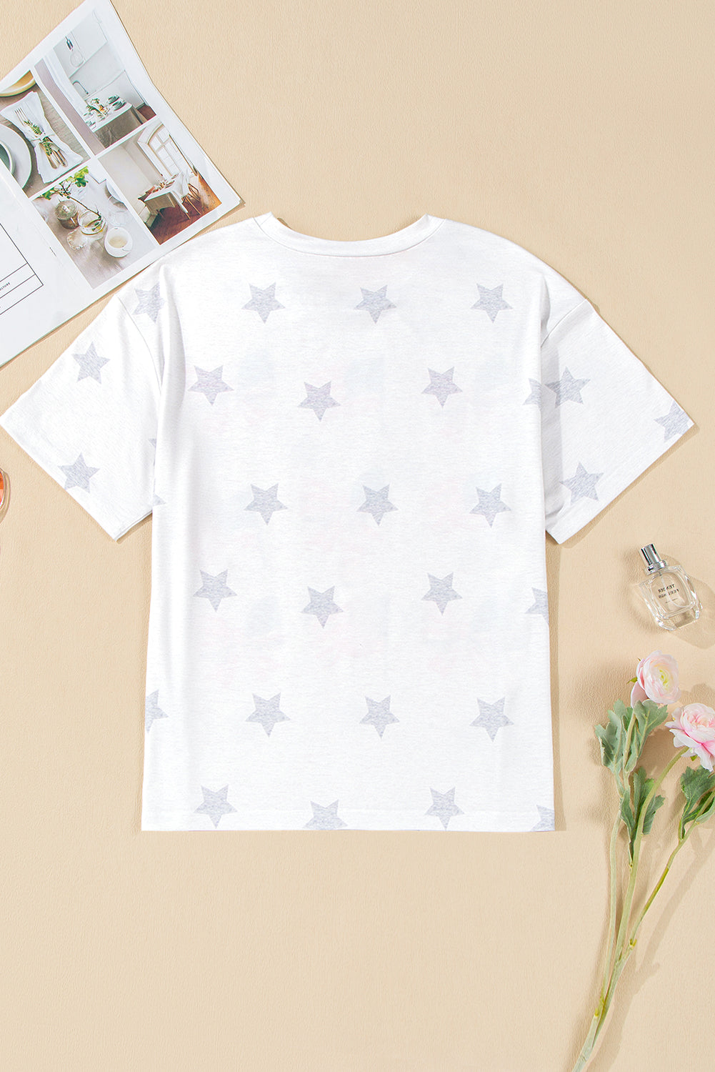 Khaki Patriotic Flag Bow Graphic Starry Round Neck T Shirt-Graphic/Graphic Tees-[Adult]-[Female]-2022 Online Blue Zone Planet