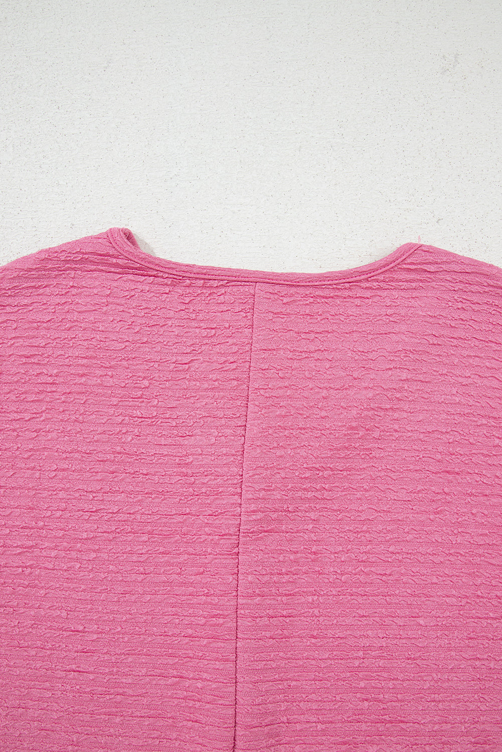 Pink Textured V Neck T Shirt And Shorts Set-Two Piece Sets/Short Sets-[Adult]-[Female]-2022 Online Blue Zone Planet