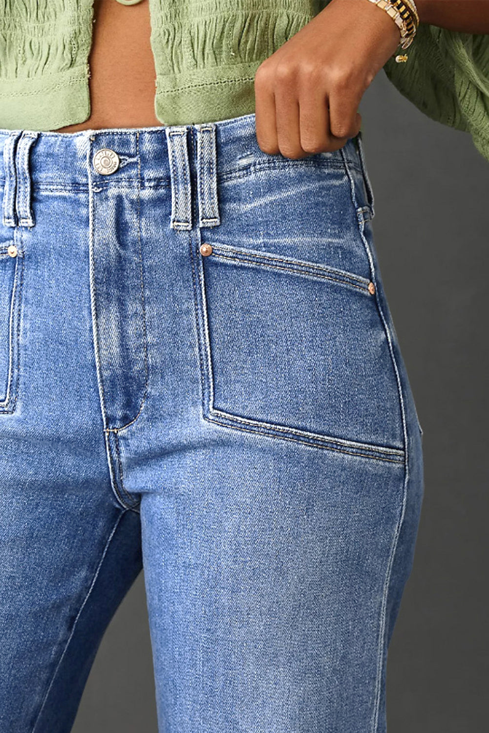 Dusk Blue Loose Straight Leg Cropped High Waist Jeans-Bottoms/Jeans-[Adult]-[Female]-2022 Online Blue Zone Planet