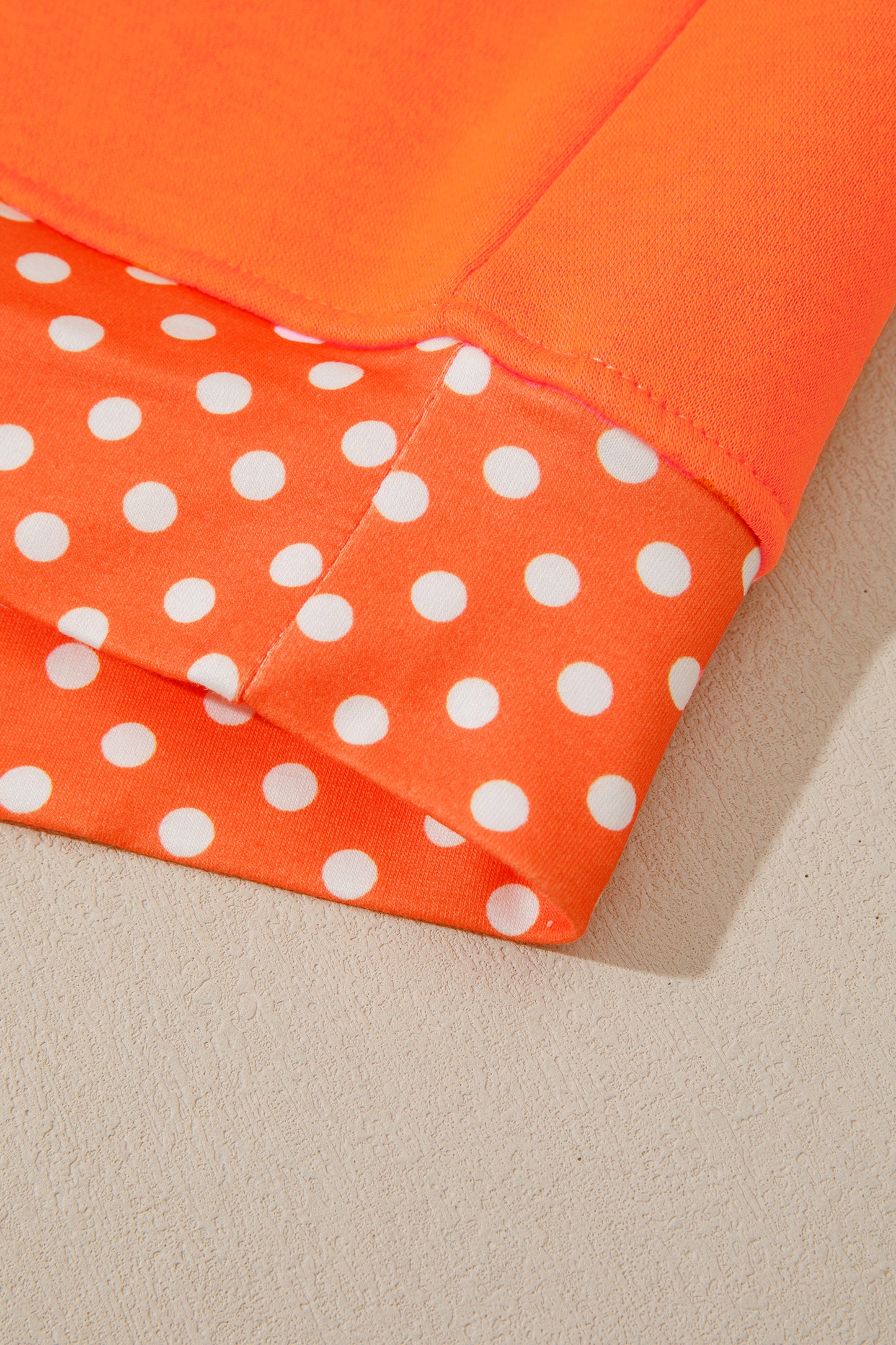 Orange Polka Dot Patchwork Round Neck Plus Size Sweatshirt-Plus Size/Plus Size Sweatshirts & Hoodies-[Adult]-[Female]-2022 Online Blue Zone Planet