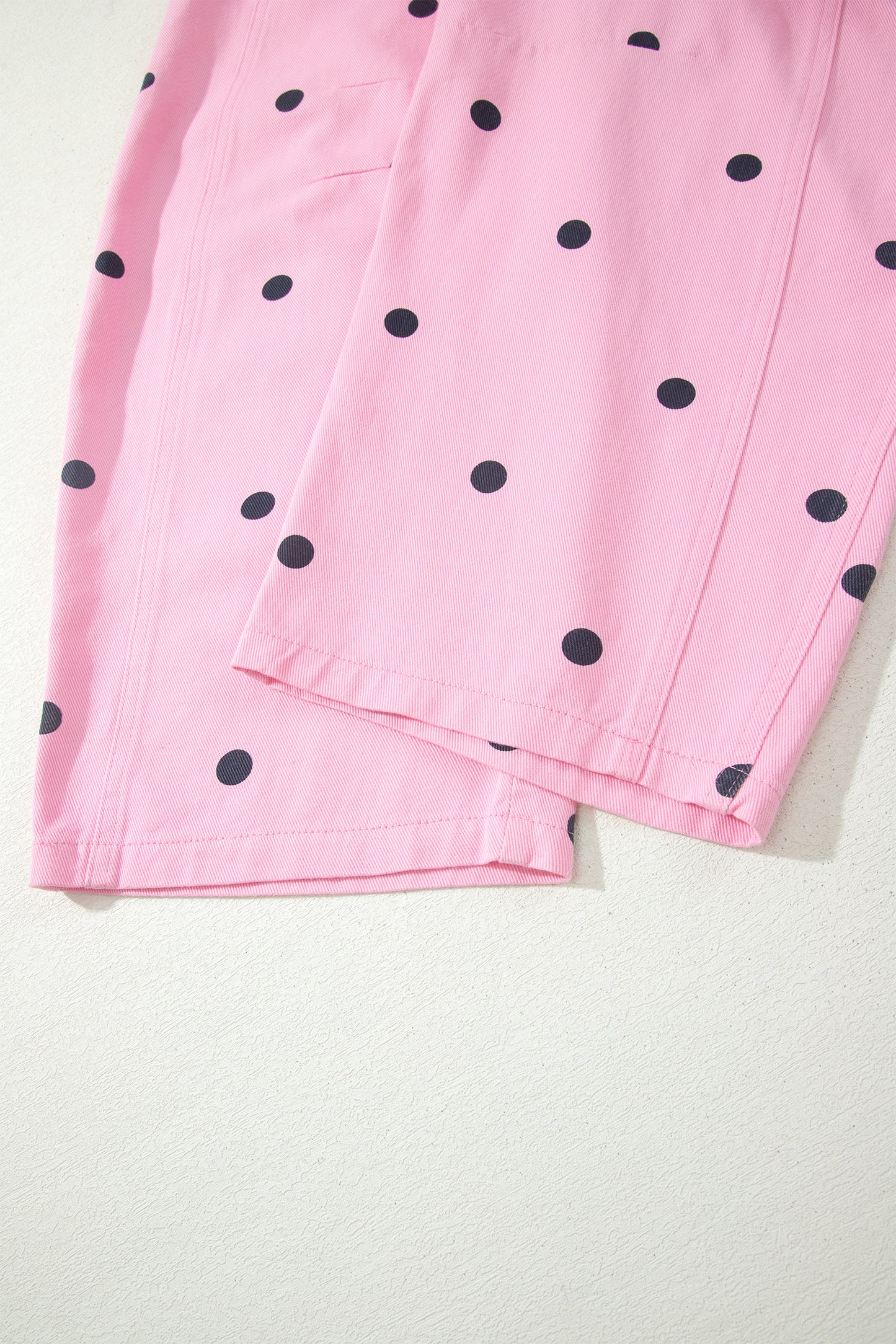 Jet Stream Polka Dot Print Bib Pocket Denim Barrel Overalls Jumpsuit-Bottoms/Jumpsuits & Rompers-[Adult]-[Female]-2022 Online Blue Zone Planet