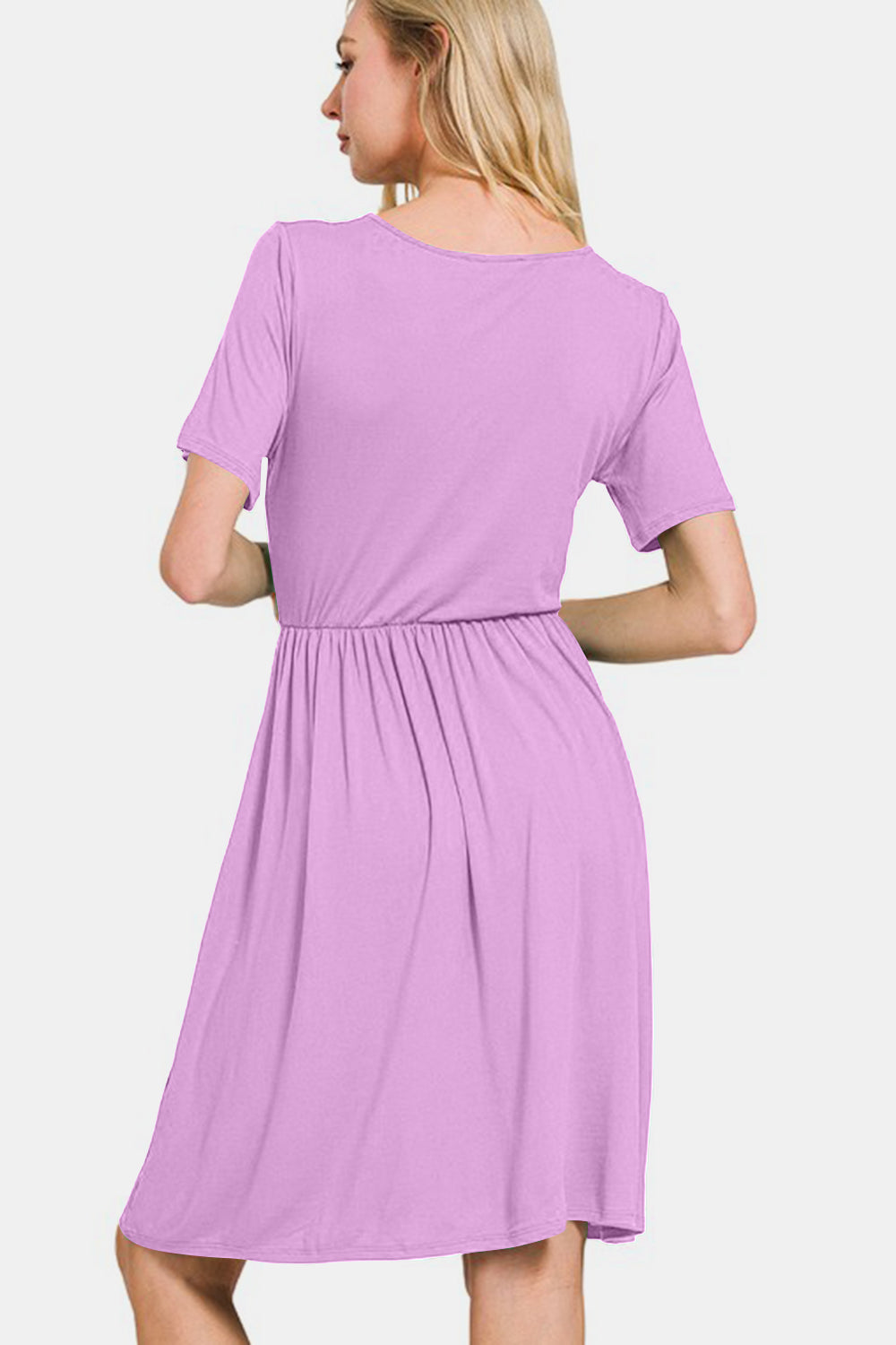 Zenana Surplice Short Sleeve Brushed DTY Dress-TOPS / DRESSES-[Adult]-[Female]-2022 Online Blue Zone Planet