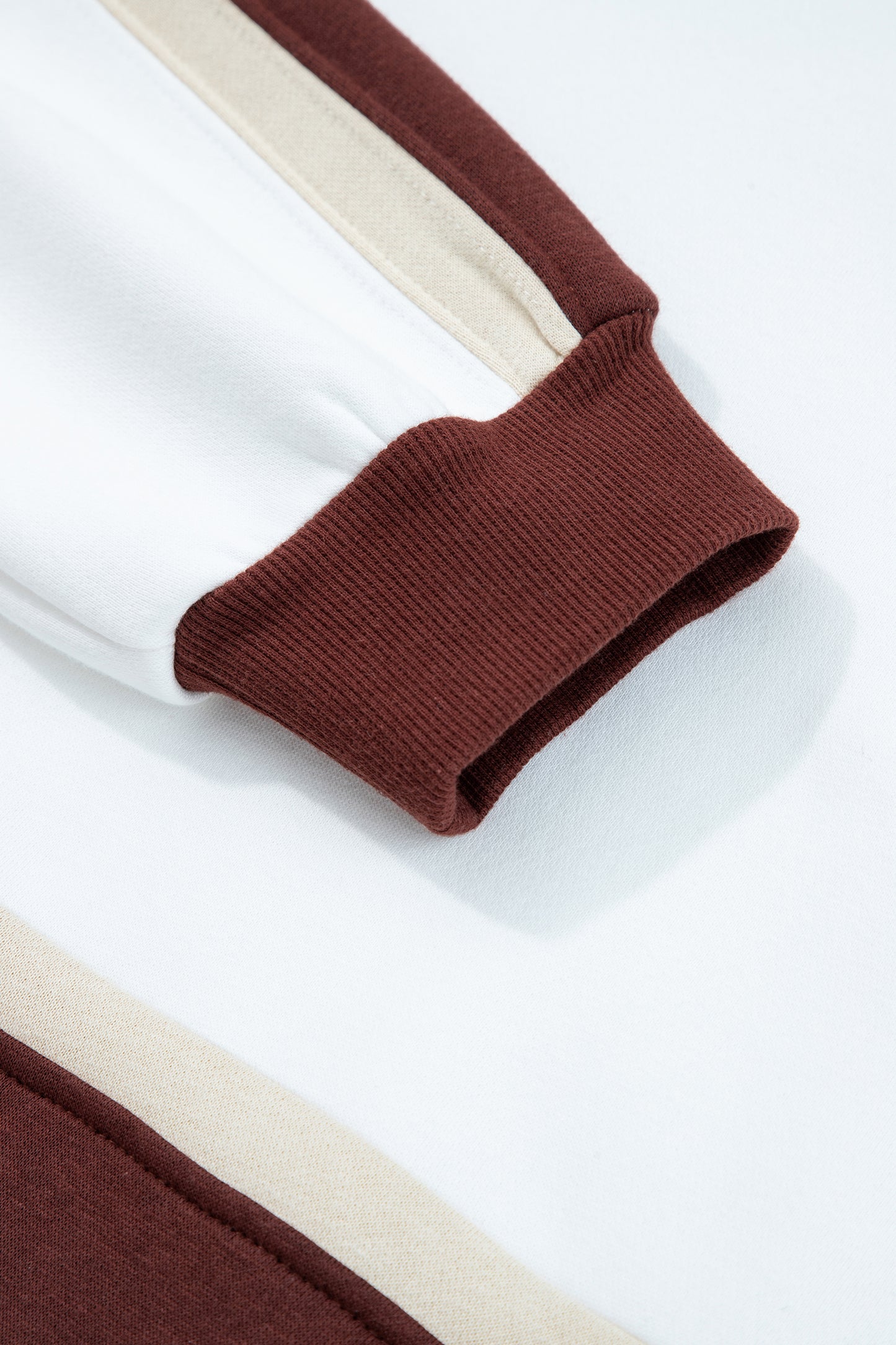 Coffee Color Block Patchwork Athleisure Hooded Sweatshirt-Tops / Dresses-[Adult]-[Female]-2022 Online Blue Zone Planet