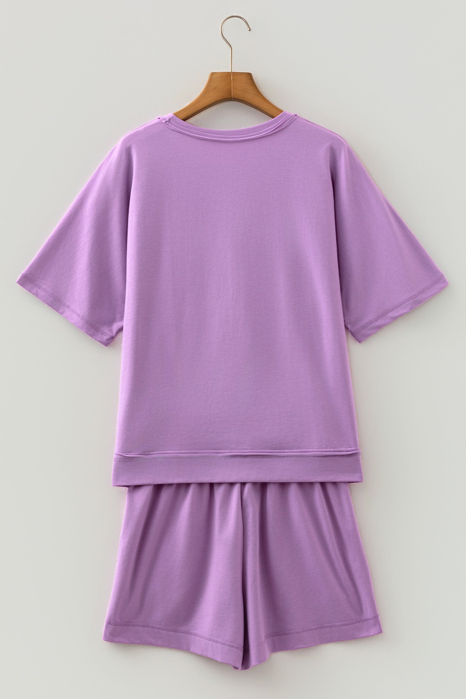 Strawberry Pink Raw Edge Patch Pocket Oversized Top and Shorts Set-Two Piece Sets/Short Sets-[Adult]-[Female]-2022 Online Blue Zone Planet