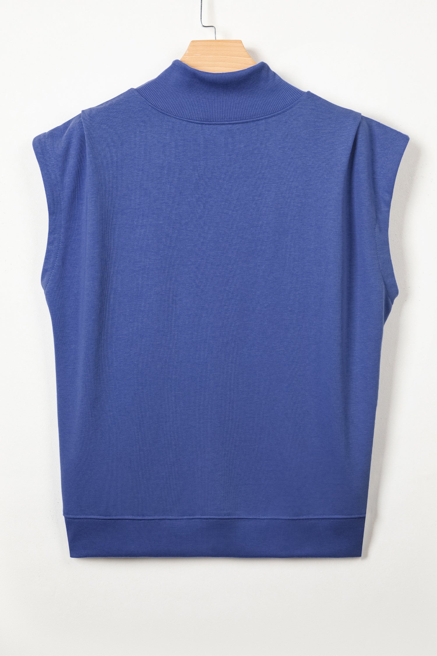 Black Solid Color High Neck Cap Sleeve Loose Top-Tops/Tops & Tees-[Adult]-[Female]-2022 Online Blue Zone Planet