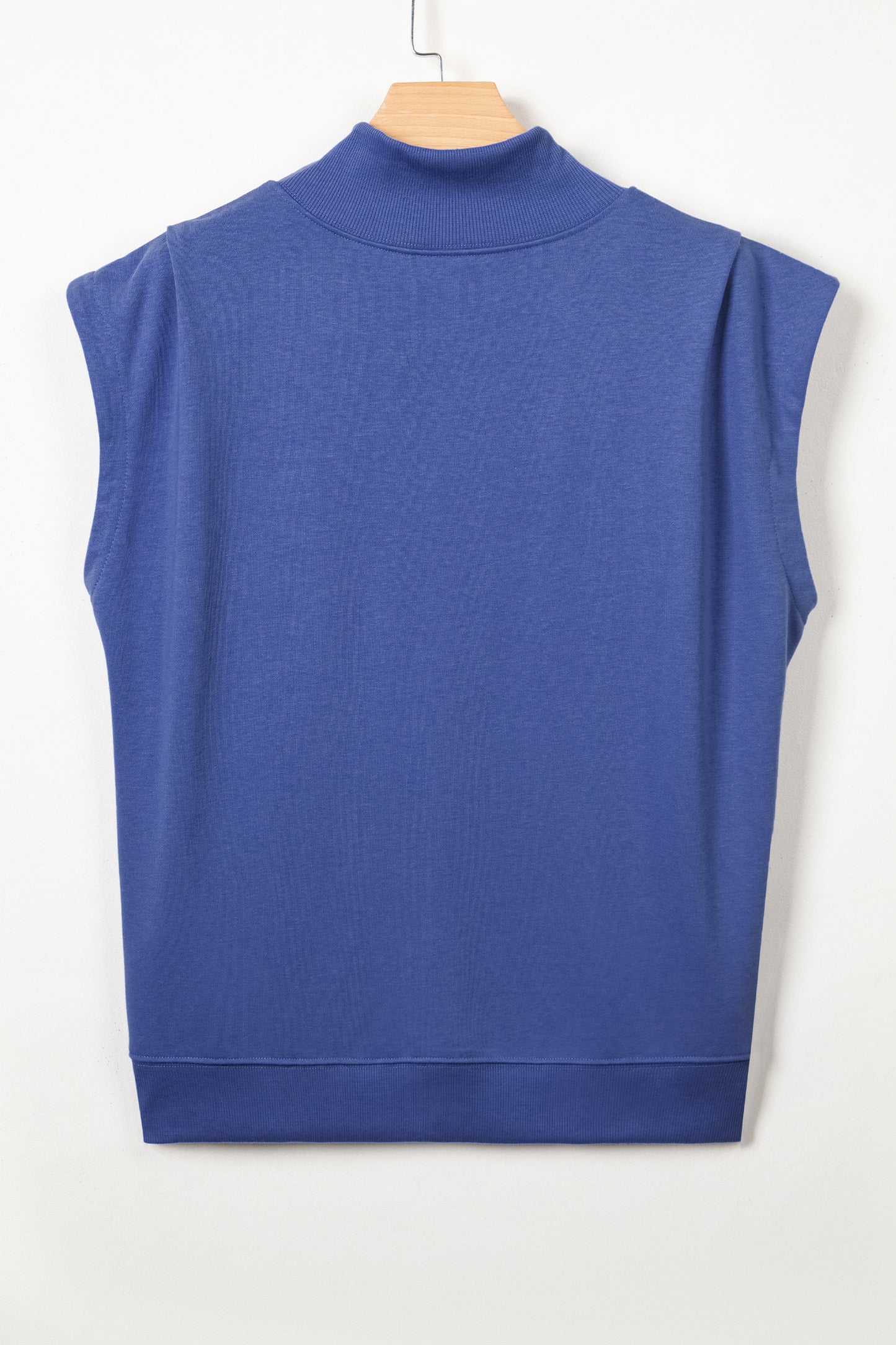 Black Solid Color High Neck Cap Sleeve Loose Top-Tops/Tops & Tees-[Adult]-[Female]-2022 Online Blue Zone Planet