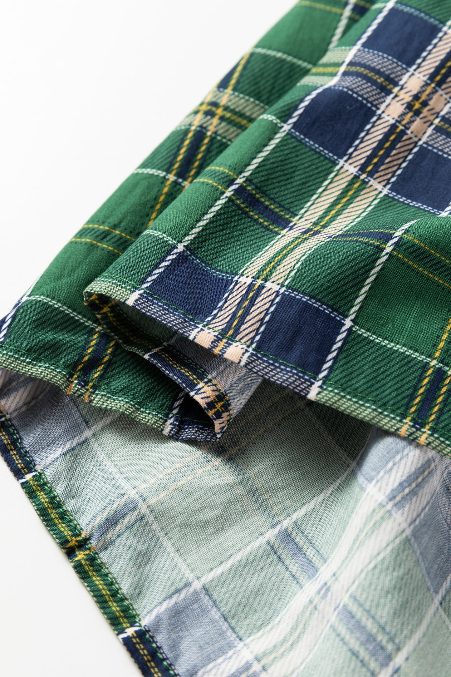 Green Plus Size Plaid Long Sleeve Notched Neck Shift Mini Dress-TOPS / DRESSES-[Adult]-[Female]-2022 Online Blue Zone Planet