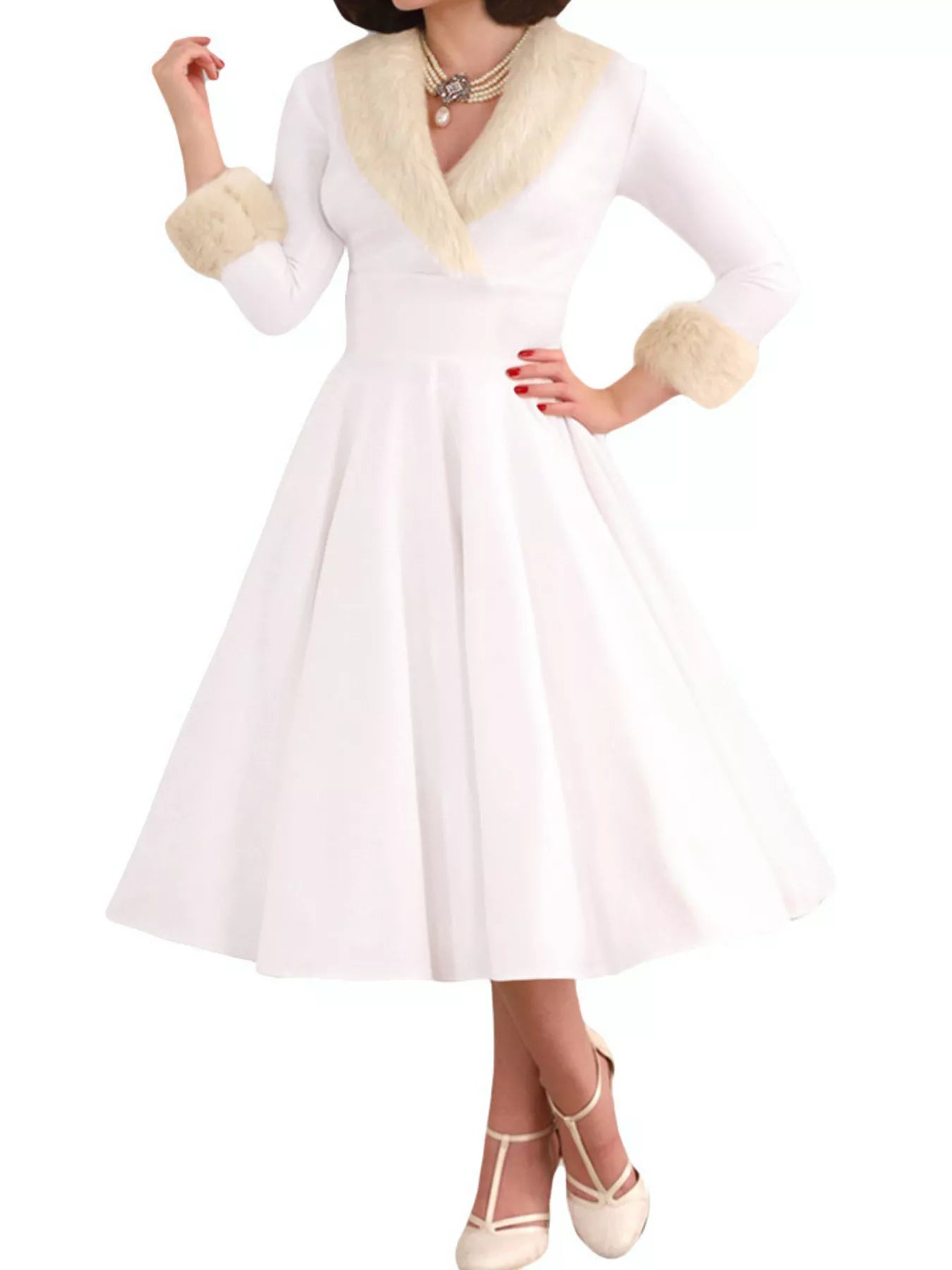 Bella's Faux Fur Trim Christmas Dress Blue Zone Planet Bella's Faux Fur Trim Christmas Dress Blue Zone Planet