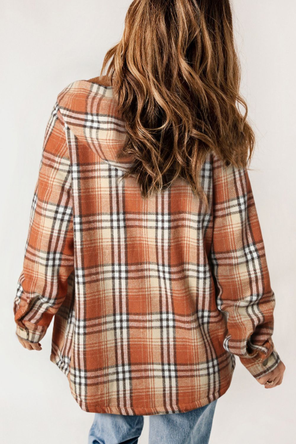 Blue Zone Planet | Plaid Button Up Long Sleeve Hooded Jacket-TOPS / DRESSES-[Adult]-[Female]-2022 Online Blue Zone Planet