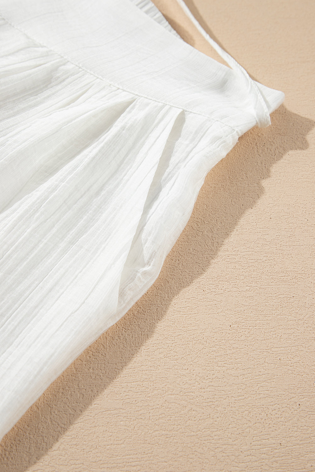 White Casual Tie Waist Pleated Wide Leg Pants-Bottoms/Pants & Culotte-[Adult]-[Female]-2022 Online Blue Zone Planet