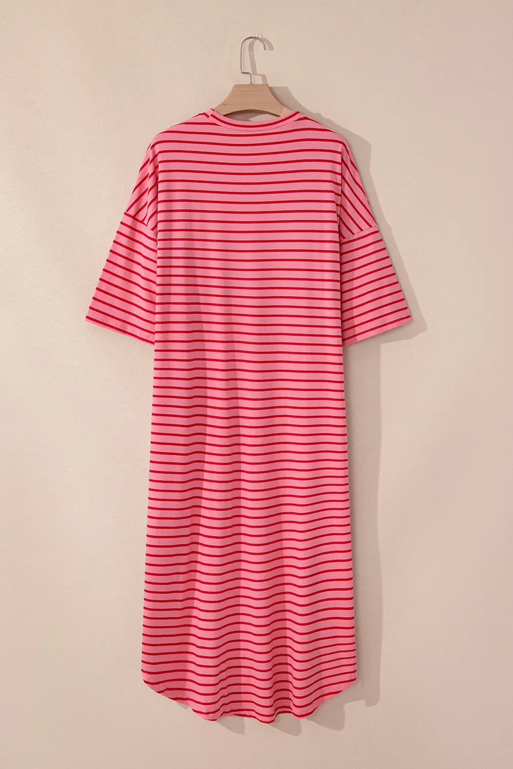 Pocketed Striped Half Sleeve Tee Dress-TOPS / DRESSES-[Adult]-[Female]-2022 Online Blue Zone Planet