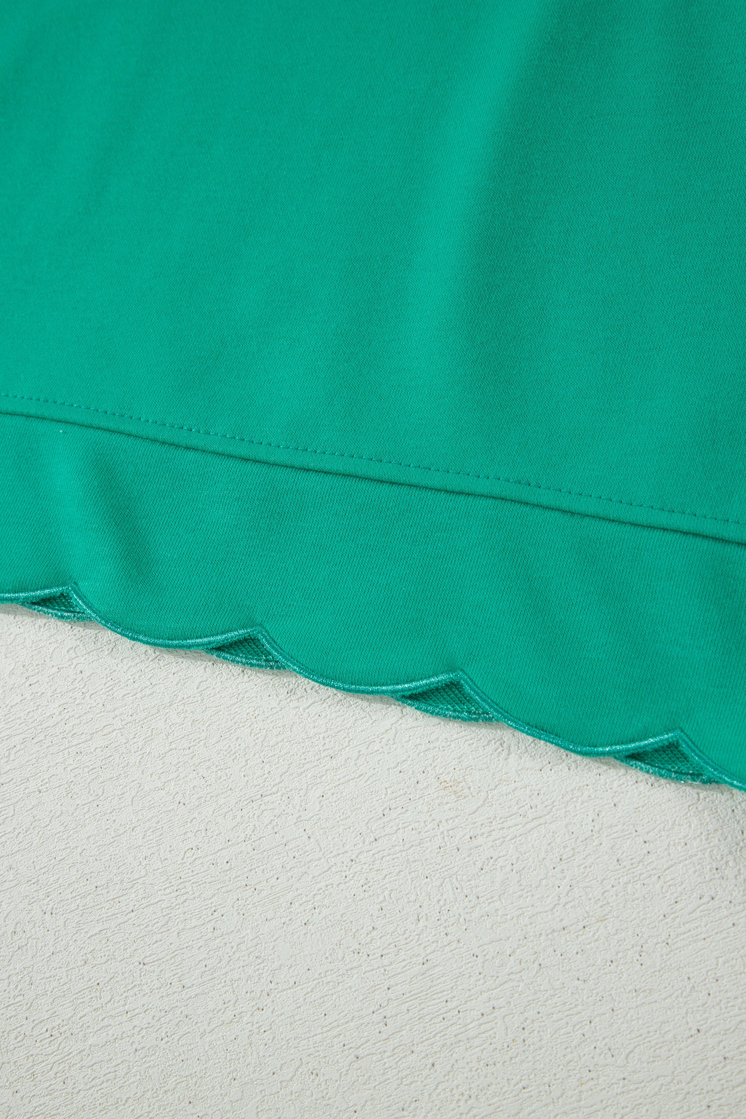 Sea Green Solid Color Snap Button Polo Collar Short Sleeve Scallop Hem Mini Dress-TOPS / DRESSES-[Adult]-[Female]-2022 Online Blue Zone Planet