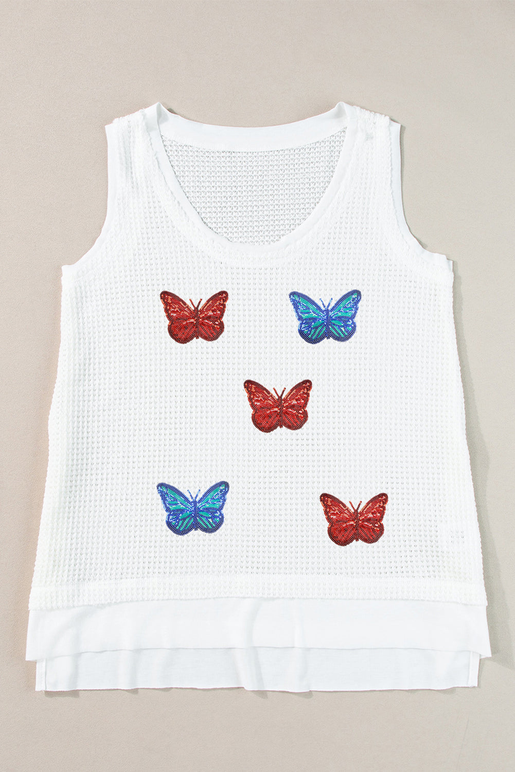 Blue Zone Planet | Sequin Butterfly Round Neck Tank-TOPS / DRESSES-[Adult]-[Female]-2022 Online Blue Zone Planet