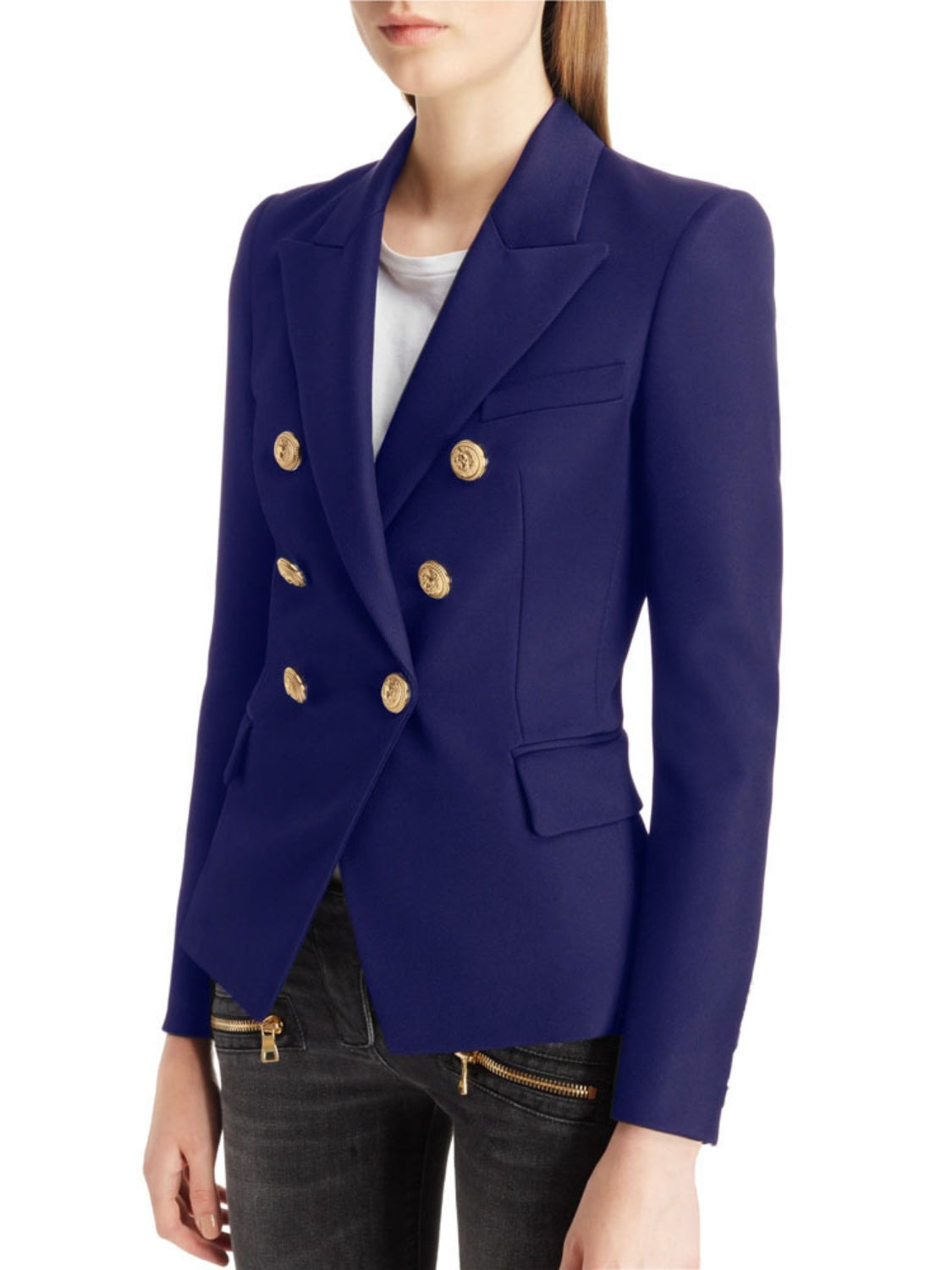 Lapel Collar Long Sleeve Blazer-TOPS / DRESSES-[Adult]-[Female]-2022 Online Blue Zone Planet